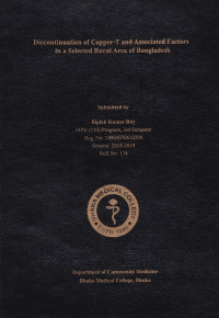Image of Discontinuation of Copper-T and Associated Factors in a Selected Rural Area of Bangladesh