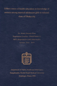 Image of Effectiveness of Health Education on Knowledge of Anemia Among Married Adolescent Girls in Selected Slum of Dhaka city