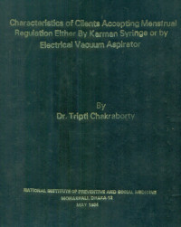 Image of Characteristics of Clients Accepting Menstrual Regulation Either By Karman Syringe or by Electrical Vacuum Aspirator