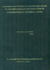 Image of Immunization Status Of Children Belonging To The Employees Of Two Public Health Organizations At Mohakhali, Dhaka