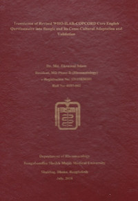 Image of Translation of Revised WHO-ILAR-COPCORD Core English Questionnaire into Bangla and Its Cross-Cultural Adaption and Validation