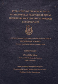 Image of EVALUATION OF TREATMENT OF T-Y INTERCONDYLAR FRACTURE OF DISTAL HUMERUS IN ADULT BY DISTAL HUMERAL LOCKING PLATE
