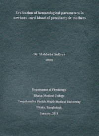 Image of Evaluation of hematological parameters in newborn cord blood of preeclamptic mothers